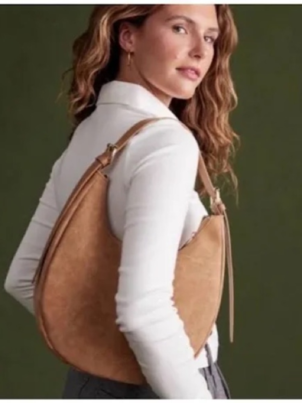 4th + Reckless Brown Faux Suede Hobo Bag Luxury Crescent Boho Minimalist NEW